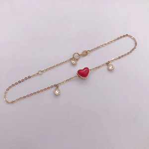 Pulseras de Oro Puro de 18K con Dijes Brillantes, Diseño Simple con Colgante de Corazón, Joyería Real de Moda con Certificado para Fiestas y Bodas - Product Image 4
