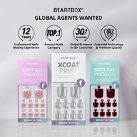 BTArtbox Uñas Postizas Francesas para los Pies, Cuadradas, Reutilizables, de Gel Suave, Color Rosa, Uñas Postizas Francesas