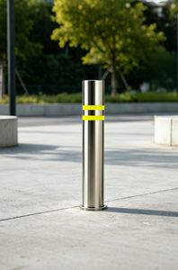 Borne de circulation fixe en acier inoxydable, diamètre 114 mm, avec bande réfléchissante, barrière de sécurité pour allée, trottoir, route - Product Image 4