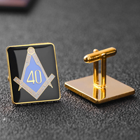 Gemelos masónicos de Metal, diseño personalizado, esmalte suave, epoxi, alfiler de corbata con caja de cuero