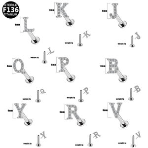 <span class=keywords><strong>Gaby</strong></span> Alphabet 16G ASTM F136 Titanio de grado implante, Anillo labial y Labret plano de inserción para cartílago, Joyería para piercing corporal al por mayor - Product Image 3