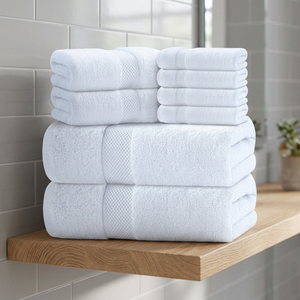 Ensemble de serviettes de bain ORCHID en coton blanc biologique et écologique, douces, absorbantes, en tissu pelucheux, séchage rapide pour la plage - Product Image 1