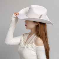 2025NEW SYHATS 100% Chapeau de Cowboy en feutre de laine avec ceinture en feutre Garniture en cuir métallique Chapeau en feutre unisexe à large bord Logo personnalisé OEM disponible