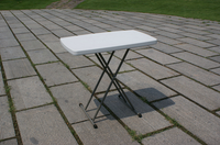 Table d'appoint pliable compacte JDZZ-79 avec cadre en aluminium, plateau blanc imperméable et pieds gris