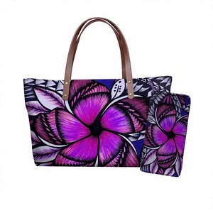 Bolsos de Mano de Lujo Personalizados para Mujer, Diseño Inspirado en la Cultura Tribal Polinesia Hawaiana, Color Morado, Resistentes al Agua y Antirrobo, Venta al Por Mayor - Product Image 1