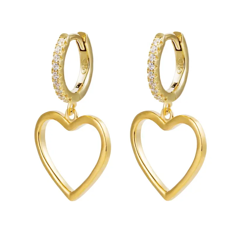 Bulk Sale Designer Large Hoops Earrings Popular Brands 925 Silver Gold Plated Jewelry Big Dangle Heart Charms Earrings For Women