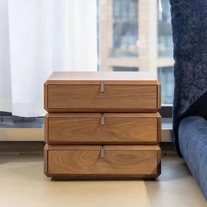 Table de chevet minimaliste en bois massif couleur fumée 50x40x48, meuble de rangement pour chambre à coucher - Product Image 4