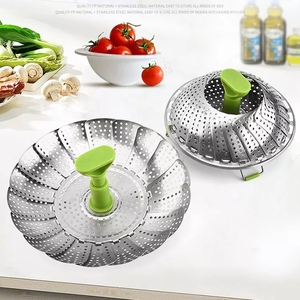 Cestello Pieghevole Ecologico per Cottura Verdure, Grande Griglia Vaporiera Espandibile in Acciaio Inox - Product Image 1