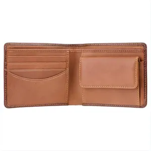 RFID engelleme cüzdan el yapımı Premium sebze Tan deri erkek cüzdan ile para cebi
