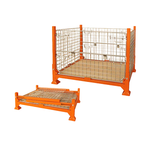 Cage en acier pliable de chariot à cargaison de transport de boîte de chiffre d'affaires en métal de conteneur pour le stockage de bouteille de vin de fournisseur d'usine - Product Image 6