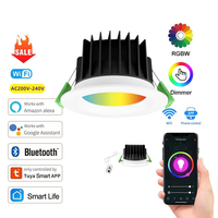 TUYA Encastré 10W Dimmable RGBW TUYA Wifi ZigBee Control Smart LED Downlight Hôtel Restaurant Solutions d'éclairage de plafond modernes