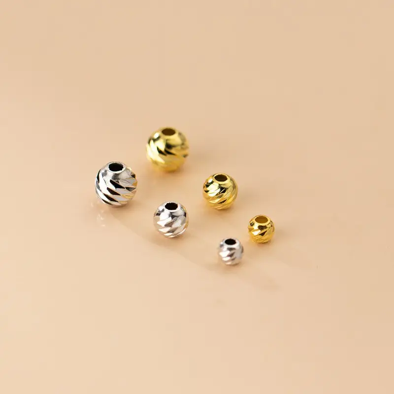 3-5MM S925 argent 18k or perles à motif spirale Radium perles DIY Bracelet perles d'espacement pour la fabrication de bijoux accessoires fournisseur