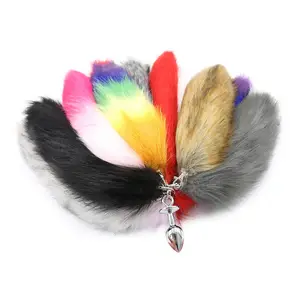 wholesale high quality new detachable smooth foxtail butt plug sexy fox tail anal plug with separable metal anal toys for couple