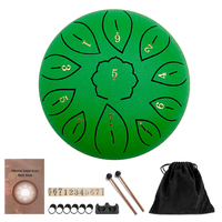 Factory Offer Small Size Design 6inch (15cm) Dark Green Hank Drum Ckey Balmy Drum for Kids Titanium Alloy Non-Slip Drum Mallet
