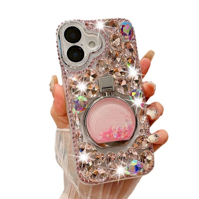 3D Rhinestone Phone Case Cover New Perfume Bottle Ring Buckle Girls Phone Case for Iphone XS XR 11 12 13 14 15 16 Pro Max