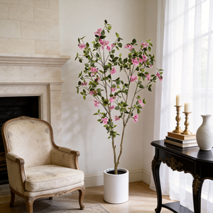 Arbre artificiel de bougainvillier de 1,80 m avec fleurs roses réalistes, plante en pot pour décoration intérieure et bureau - Product Image 1