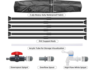 Collecteur d'eau de pluie pliable en PVC résistant aux déchirures avec des tiges de support robustes - Product Image 2