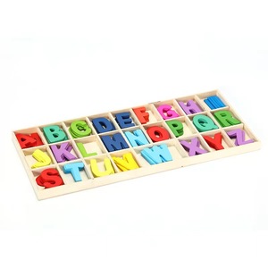 New style children's early education 26 English alphabet box DIY baby puzzle cognition wooden colored letter pieces