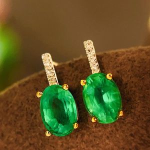 Xinfly 18k Gold Green Gem Stone Engagement Wedding Diamond <b>Stud</b> Earrings With 1ct Natural <b>Emerald</b> - Product Image 1