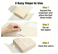 Organisateur de placard pliable moderne et authentique avec fermeture éclair, grande capacité, durable, pour draps et parures de lit