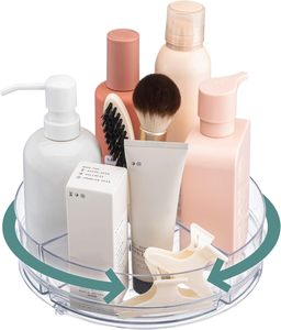 Organizador de Maquillaje Transparente de Plástico Ecológico, Caja de Almacenamiento de Cosméticos y Joyas con Plato Giratorio Lazy Susan - Product Image 2
