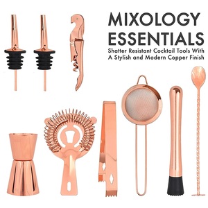 Juego de Coctelería de Lujo, 11 Piezas, Acero Inoxidable, Color Oro Rosa, Resistente - Product Image 2