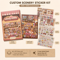 Kit d'autocollants personnalisés en forme de maison de bonbons superposée pour journal créatif, collages de paysages et projets DIY