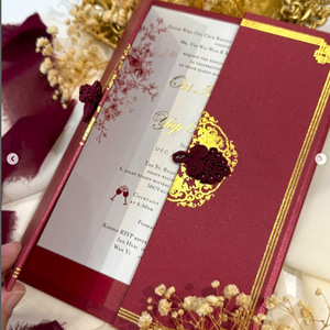 Tarjetas de Invitación Navideñas Ecológicas 3D Pop-up Rojas de Doble Felicidad, con Hojas Interiores y Sobres Personalizados, Gran Venta - Product Image 2