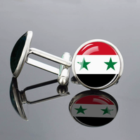 Boutons de manchette décoratifs en métal avec drapeau de la Syrie imprimé sur verre bombé, bijou fantaisie, cadeau