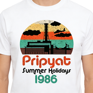 T-shirt imprimé à motifs, décontracté, à manches courtes, col rond, décoration décontractée Pripyat Summer Holidays 1986 Chernobyl Nuclear - Product Image 6