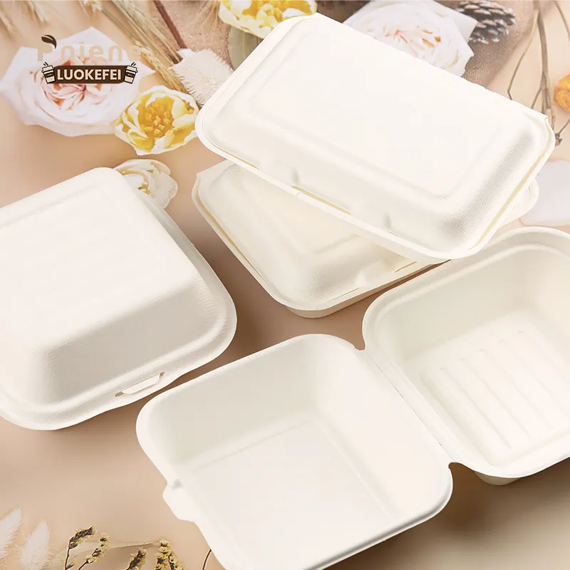 Factory hot sale sugarcane bagasse tableware plate compostable takeaway food bagasse container