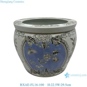 RXAE-FL ซีรี่ส์แฮนด์เมดสีฟ้าและสีขาวพอร์ซเลนตู้ปลาสไตล์จีนชามปลาเซรามิกหม้อชาวไร่ - Product Image 5