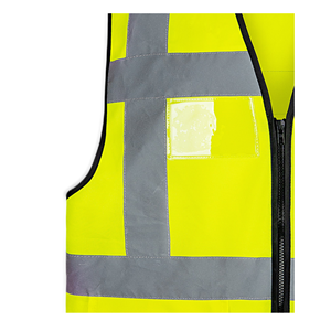 Chaleco de seguridad de alta visibilidad <span class=keywords><strong>EN</strong></span> ISO 20471 Chaleco ejecutivo de contraste 100% tejido de punto de poliéster Naranja y amarillo con bolsillos Logotipo OEM - Product Image 4
