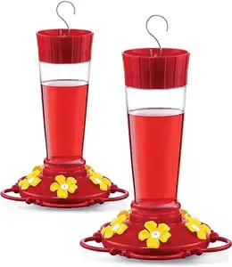 Hummingbird Feeder 10 oz. 2-piece set with built-in ant shield with 5 feeding ports for wide mouth side filling