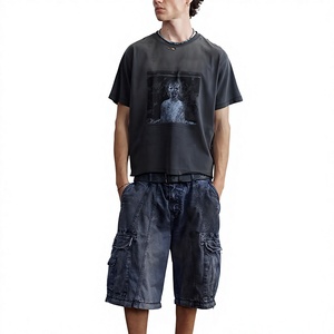 Camisetas Personalizadas con Bordado Desgastado, Lavado Ácido, Efecto Descolorido por el Sol, 100% Algodón, Estilo Vintage, Corte Recto para Hombre - Product Image 5