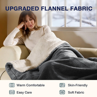 Plaid chauffant électrique en flanelle polaire de qualité supérieure, lavable, avec plusieurs niveaux de chaleur pour la maison, le bureau et la chaleur hivernale
