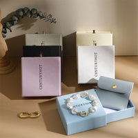 Boîte à Bijoux Coulissante en Papier de 9*9cm avec Pochette, Boîte d'Emballage de Bijoux Personnalisée, Boîte à Colliers Coulissante avec Sac, Logo Personnalisé