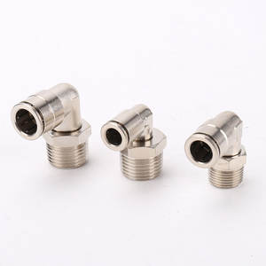 Conector Rápido de Cobre Niquelado Serie PL, Codo de Ángulo Recto, Alta Temperatura, Alta Presión, Resistente a la Corrosión, Piezas Neumáticas - Product Image 1