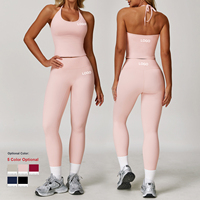 Vêtements de sport personnalisés de haute qualité, collants suspendus pour le cou, vêtements de yoga, vêtements de sport taille haute à séchage rapide, ensemble sportif de yoga pour femmes