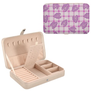 Aloha Hawaii Purple Kalo Design <b>Small</b> Gift Travel Jewelry <b>Case</b> Travel Jewelry Box Custom Logo Travel Jewelry Organizer for Girls - Product Image 1