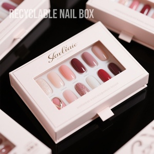 Cajas de cartón verdes reciclables, rígidas, tipo cajón, para logística de tiendas en línea, embalaje de uñas postizas. - Product Image 1