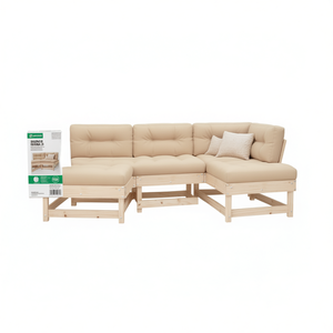 Solid Pine Wood Modular Garden <b>Sofa</b> <b>Set</b> Brown Outdoor Furniture Contemporary Design - Product Image 1