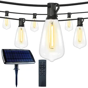 116ft luce solare infrangibile per esterni stringhe ST38 con 50 lampadine Edison Vintage dimmerabili a Led luci Patio di grado commerciale