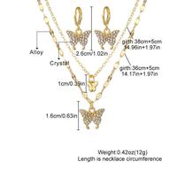 Pendentif Papillon, Ensemble de Bijoux en Zircon Cristal Plaqué Or 18K PVD Anti-ternissement, Collier et Boucles d'Oreilles Pendantes pour Femme