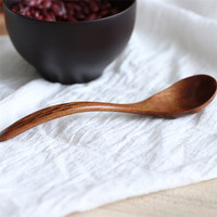 Cuillère à soupe en bois sculptée à la main de 18 cm, coquille de tortue, poignée incurvée naturelle créative, grande cuillère à soupe en bois