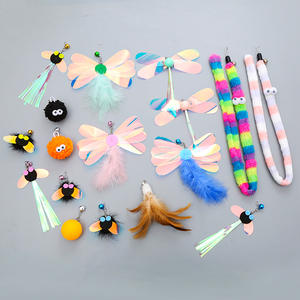 Série de jouets pour <span class=keywords><strong>chat</strong></span> : Têtes de rechange pour baguette de jeu en forme d'insecte volant à plumes et paillettes, jouet auto-entretenant pour animaux de compagnie - Product Image 5