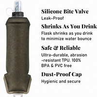 Bouteille d'eau pliable anti-fuite avec valve à morsure en silicone, gourde souple compacte pour le cyclisme, la randonnée et l'hydratation en extérieur