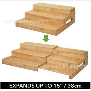 Wooden Three Tier <b>Spice</b> Rack With Handle For Kitchen Countertop Storage Organizer <b>Jar</b> Container Set - Product Image 4