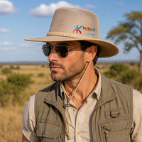Chapeau de cowboy respirant pour hommes et femmes, chapeau de paille à large bord pour la protection solaire, chapeau d'été pour le safari en plein air, chapeau de plage, logo personnalisé, protection UV