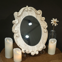 Miroir de maquillage ovale en onyx naturel avec éclairage LED, miroir de vanité en marbre pour la décoration de salle de bain d'hôtel Airbnb